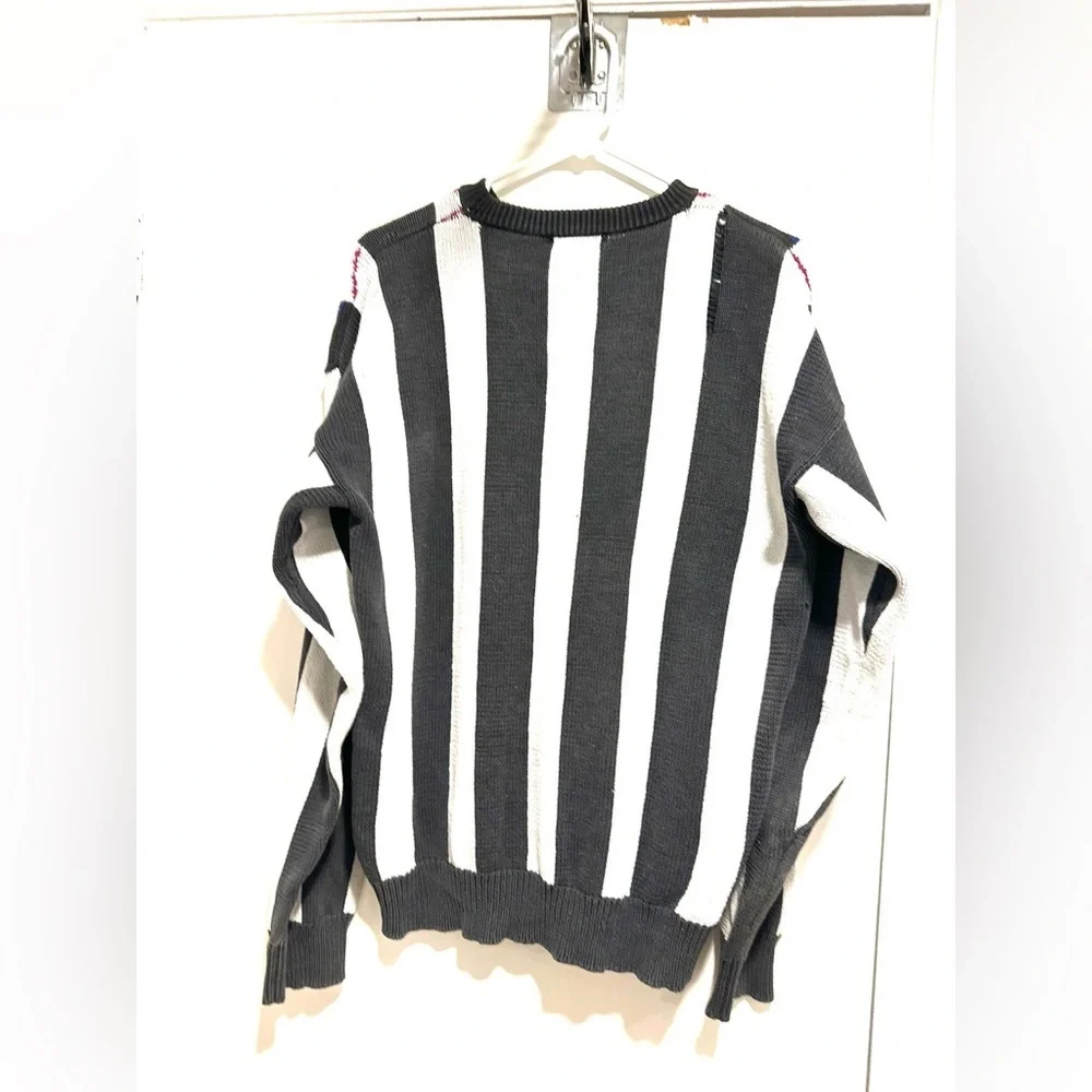 VTG 90s Private Club Cotton Sweater Sz:L Grandpacore Geometric Knit Crewneck.